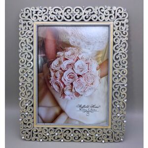 Sheffield Home Wedding Collection Metal Pearl Inlay Rhinestone Picture Frame 5x7